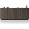 WHOUS Credenza e Buffet COSTE per Soggiorno con 4 Ante, Madia in Stile Canneté per Salotto e Cucina in Legno, 200x43x86 cm, Antracite Opaco e Legno Scuro