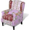 vidaXL Poltrona Relax Patchwork Stile Pastorale in Stoffa Sedia con Braccioli