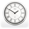Mebus Orologio da parete senza fili, 26 cm, silenzioso, numeri romani, cornice argentata, quadrante bianco, modello 19811 - classico e silenzioso, bianco