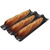 LCXCXY Teglia per Baguette, Stampo per Baguette, Stampo per pane (38 x 24,5cm) Rivestimento Antiaderente Spesso, Adatto per Cuocere 3 Stampi per pane, Kit Per Fare il Pane in Casa (nero)