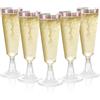 Matana - 24 Eleganti Flûte in Plastica con Bordo Oro Rosa, 150ml - Flûte per Champagne, Calici in Plastica Rosa, Bicchieri per Spumante per Matrimoni, Addio al Nubilato - Resistenti e Riutilizzabili