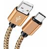 YSJJZRL USB Tipo C Cavo 2 Pack USB C Cavo di Ricarica in Nylon Intrecciato (USB 2.0) Compatibile con Samsung Galaxy S10 S9 Nota 9 8 S8 Plus, LG V30 V20 G6 G5, Google Pixel (Gold) 10ft