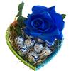 NARAMAKI Regalo Festa della Mamma 2025 - Cesto a Cuore + Cioccolatini Baci Perugina 125gr + Rosa Eterna Blu Artificiale (Baci Perugina)