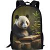 Showudesigns Zaini con stampa animalier per la scuola, ragazzi e ragazze, zaino per la scuola per bambini con pochette, Panda Bamboo, Taglia unica, Set Bagagli