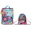 SJ Gang Seven Zaino Scuola Estensibile Big, SJ Gang, Multicolor Girl, Scuola Elementare con Flip System, Paillettes Reversibili + Sacca Sport e Tempo libero