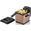 Bestron Friggitrice a olio, mini friggitrice per 1 porzione di patatine fritte, pesce o pepite, con tecnologia a zona fredda e controllo della temperatura fino a 190°C, con cestello in acciaio inox,