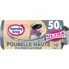 Handy Bag - Sacchi per immondizia ad alta resistenza con fissaggio elastico, ultra resistente e massima tenuta, 100% plastica riciclata, 1 rotolo da 10 sacchetti da 50 litri