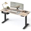 Scrivania Regolabile EVEREST, 140x60cm, Cassetto, Struttura in Metallo, Rovere