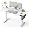 Scrivania per PC KOLIMA, 140x60cm, Regolabile in Altezza, Struttura in Acciaio, Bianco e Grigio