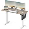 Scrivania per PC KOLIMA, 140x60cm, Regolabile in Altezza, Struttura in Acciaio, Rovere