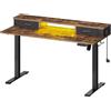 Scrivania per PC NEPAL, 140x60cm, Regolabile in Altezza, Supporto per Monitor, Noce