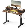 Scrivania per PC NEPAL, 120x60cm, Regolabile in Altezza, Supporto per Monitor, Noce
