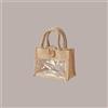 LUCGEL 5 Pz Shopper Busta Juta con Vetrina in PVC e Chiusura con Bottone il Legno 18+10xH13 cm
