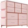 Baloveby Cassettiera, Armadio 10 cassetti in tessuto con maniglie, telaio in metallo, cameretta dei bambini, armadio, corridoio, ingresso armadio per camera da letto (rosa)