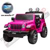 Auto Macchina Elettrica per Bambini JEEP FIAT Wrangler RUBICON 12V 2 Posti con Monitor 4 Mp4 - Sedile in Pelle -Rosa