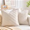 LRartdeco Federe Cuscini in Velluto a Coste per Divano Copricuscini Decorativi Fodere Cuscino Moderno Elegante Morbido Quadrato per Camera da Letto Casa Soggiorno 45x45 cm 2 Pezzi Bianco Cream