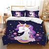 AVJWWD Set di Biancheria da Letto per Bambini, in Microfibra, con Motivo a Unicorno, con Stampa 3D, 3 Pezzi, con Chiusura a Strappo, Morbido per Ragazze (H, 200x200cm)