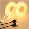 GOMING 5V 5mm Larghezza COB USB Striscia LED Bianco Caldo 3000K Alimentato da USB 4M(2 Pezzi x 2M) 400LED/M CRI 93+ Flessibile IP20 Non Impermeabile Nastri LED per DIY Illuminazione Decorativa