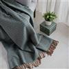 Linen & Cotton Plaid Molto Caldo e Morbido, Coperta Copriletto Copridivano con Frange Paris - 100% Pura Lana Nuova Zelanda, Marrone Blu Aqua Turchese (140 x 200 cm) Per Sedia Letto Divano
