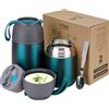 VITONIS Thermo per Alimenti 2 Pezzi 500ml & 700ml, Contenitore Termico per Alimenti di Acciaio Inossidabile con Cucchiaio Pieghevole, Isotermico Sottovuoto per Cibi Caldi e Freddi(Verde)