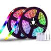 Sunboia Strisce LED RGB batteria con telecomando, 2x1M Mini 3-key 16 colori Striscia LED 5050 impermeabile Bias Illuminazione TV retroilluminazione