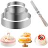 Futuhada 3 Pezzi Anelli per Torte Rotondi con Spatola per Glassa, Cerchio per Torta in Acciaio Inossidabile, Set di Anello per Torta Rotondo, Coppapasta Tondo, Stampi per anelli per Mousse/Pasticceria/Dessert