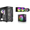 Enermax MarbleShell Mesh MS31 Midnight Black ARGB Mini Tower Case PC da gioco & MARBLEBRON 850W Bronzo Alimentatore & Raffreddamento ad acqua LIQMAXFLO 240 ARGB Bundle; 31BB-850W-240T-ARGB