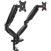 Amazon Basics Supporto da Scrivania a Braccio Doppio per Monitor a Molla a Gas, Tensione Regolabile, per Monitor da 15" a 27", Supporta 2,0-7,0kg per Braccio, VESA 75x75/100x100, Nero