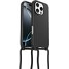 OtterBox Cover React Series Lanyard MagSafe per iPhone 16 Pro, resistente a shock con cordone da collo, adattabile e intercambiabile, testata a norme MIL STD 810G, Nero, Senza Retail Package
