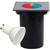 Partenopeautensili® Faretto segnapasso calpestabile 10W 230V Con attacco GU10 Impermeabile IP65 Per viali giardini (Quadrato, RGB + Bianco)