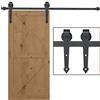 HOMCOM 200CM/6.6FT Kit per Porta Scorrevole da 2 m in Acciaio al Carbonio, Binario per Porta Scorrevole Singola con Rotelle Stile Rustico, Marrone