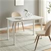 [en.casa] Tavolo da Pranzo con Piano Rettangolare in MDF 120 x 60 cm 4 Gambe in Acciaio Postazione di Lavoro Studio - Bianco
