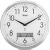Mebus Orologio da parete radio 29 cm, silenzioso, display LCD per data e temperatura, bianco, modello 19422 - Multifunzionale e silenzioso