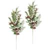 Flair Flower Ramo di bacche artificiali, ramoscello decorativo con bacche, coni, edera, rami di abete, set da 2 pezzi, 75 cm, grandi fiori artificiali, per ghirlande dell'Avvento, vaso da terra, decorazione