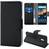 N NEWTOP Cover Compatibile per Nokia 2.1, HQ Lateral Custodia Libro Flip Chiusura Magnetica Portafoglio Simil Pelle Stand (Nera)