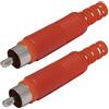 Aerzetix - C68989 - Set di 2 connettori spine dritti RCA maschio con proteggicavo - per saldare - colore rosso - segnali coassiali cinch musica