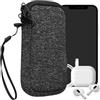kwmobile Custodia in Neoprene con Zip per Smartphone XS - 3,5/4 - Astuccio Portacellulare a Sacchetto con Cerniera - Borsa in antracite/bianco