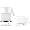 Adirigo Bollitore elettrico pieghevole da viaggio, scaldabagno elettrico da 500 ml in silicone per acqua calda, bollitore pieghevole a doppia tensione con fondo in acciaio inossidabile bianco 110-240V