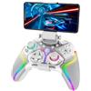 AARONMEI Controller di gioco wireless per Switch/PC/Android/iOS/PS4/PS3 con luce RGB, doppia vibrazione del motore, funzione Turbo, tasti programmabili, grilletto regolabile, con supporto per telefono (Bianco)