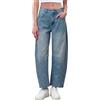 Beokeuioe Cropped Loose Boyfriend Jeans Wide Leg Mid Rise Ankle Denim Pantaloni da donna Baggy Barrel Jeans con tasche Balloon Horseshoe Jeans 7/8, A azzurro., L