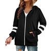 Generico Giacca Gialla Donna Tuta Donna Senza Cappuccio Maglione con Cerniera con Cappuccio in Cardigan Tinta Unita Versatile stagionale da Donna Under Donna Felpa Felpe Sportive Donna con (Black, L)