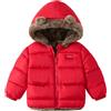 Amur Leopard Giacca Trapuntata Bambini e Ragazzi Cappotto Invernale Ragazza con Cappuccio Giubbotti con Cerniera Antivento, Rosso, 130/6-7 Anni