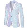 Generico Blazer da Uomo con Giacca Smoking in Paillettes Blazer Colorato Glitterato per Il Ballo di Fine Anno Formal