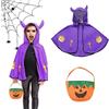 Amebleak Costume da Diavolo di Halloween, Mantello da Strega di Halloween, Mantello Demoniaco, Mantello per Bambini di Halloween con Borsa di Zucca, per Bambini Ragazzi Ragazze Costume Cosplay (Viola)