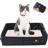 Omxyinma Lettiera Pieghevole per Gatti, Lettiera da Viaggio per Gatti Portatile, Impermeabile, Facile da Pulire Toilette per Gattino per Interno All'aperto Campeggio Viaggi, Taglia Grande, 45 * 35cm(Nero)