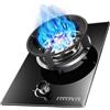 WFJHZH Stufa a Gas da Incasso Stufa Singola 5.2KW Potenza di Fuoco a Nove Camere Stufa Singola a Gas in Vetro Temperato a Testa Singola fornello da Cucina Domestico,Nero,NG