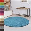 casa pura Tappeto da soggiorno rotondo, diametro 120 cm, azzurro, morbido e soffice, Shaggy a pelo lungo, per camera da letto, corridoio, cameretta dei bambini, corridoio, con fondo antiscivolo