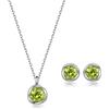 immobird Collana Orecchini Donna Set in Argento Sterling 925 di Rosegold Rosa Fiore Ciondolo con Peridoto Pietra Portafortuna Per Festival Regalo