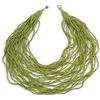 Avalaya Collana multifilo con perline di vetro verde lime, lunghezza 80 cm