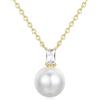 GAVU Collana Donna Argento 925 Placcato Oro 14K con Ciondolo Perla Sintetica, Collana Perla Donna